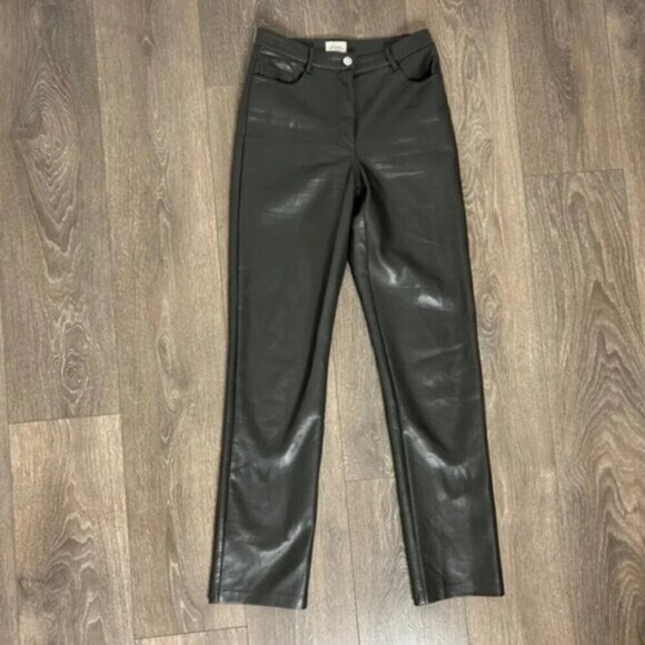 Wilfred Aritzia Melina Pant High waist Straight Leg Gray Faux Leather Size 0 - Picture 2 of 10